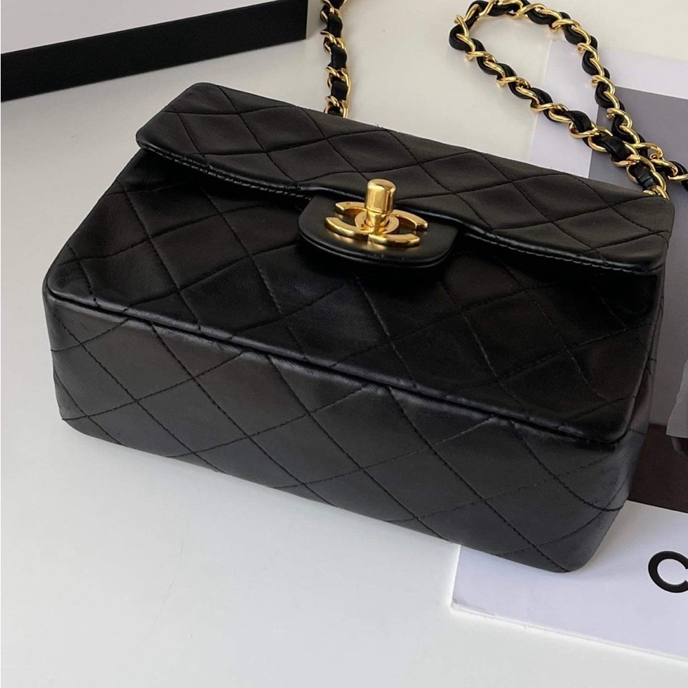 Chanel Vintage Classic Flap Mini Square Black Lambskin Bag - Picture 8 of 9